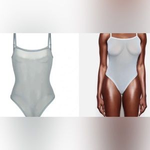 SKIMS Summer Sheer Mesh Cami Thong Bodysuit size 2X Sky Stretch, Bs-CAM-0665